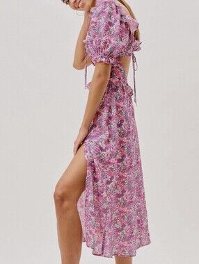 NEW! For Love & Lemons Katarina Ruffle Floral Midi Dress Size XS